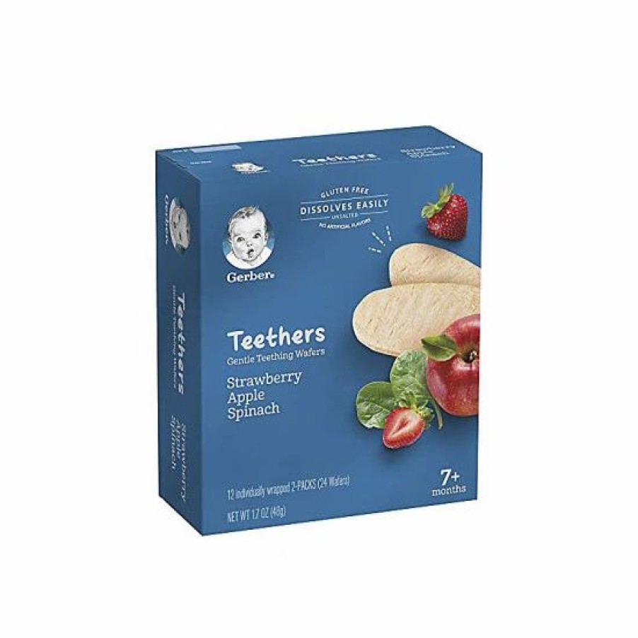 Nursing & Feeding * | Gerber Teethers Gentle Teething Wafers, Strawberry Apple Spinach, 1.7 Oz Varies