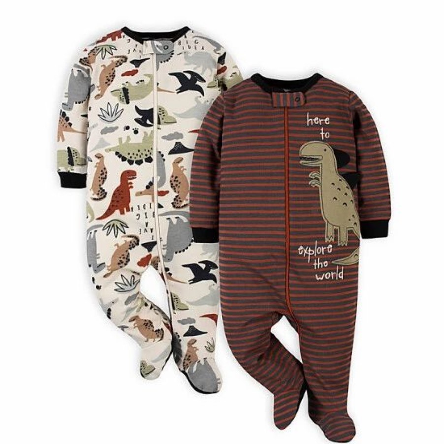 Clothing & Accessories * | Gerber Preemie 2-Pack Dino Sleep 'N Plays In Red