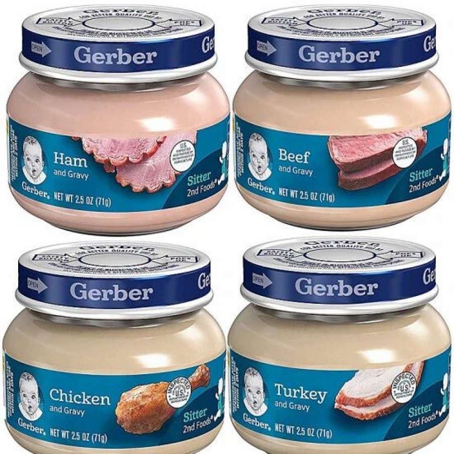 Nursing & Feeding * | Gerber 2Nd Foods Gravy Jars Variety Pack, 3 Turkey, 3 Ham, 3 Chicken, 3 Beef, 12 Ct Varies