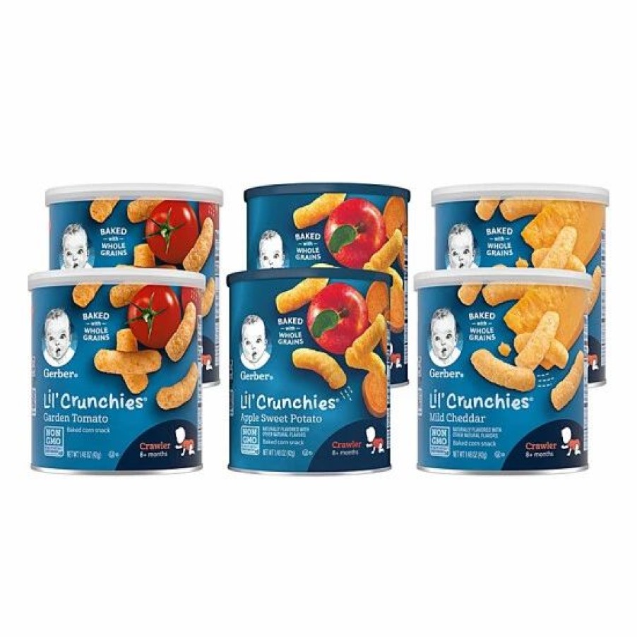 Nursing & Feeding * | Gerber Lil' Crunchies Variety Pack, 2 Cheddar, 2 Tomato, 2 Apple & Sweet Potato, 6 Ct Varies