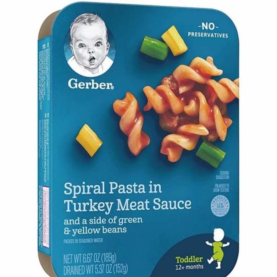 Nursing & Feeding * | Gerber Lil Entrees, Spiral Pasta In Turkey Meat Sauce With Green & Yellow Beans, 6.67 Oz Varies