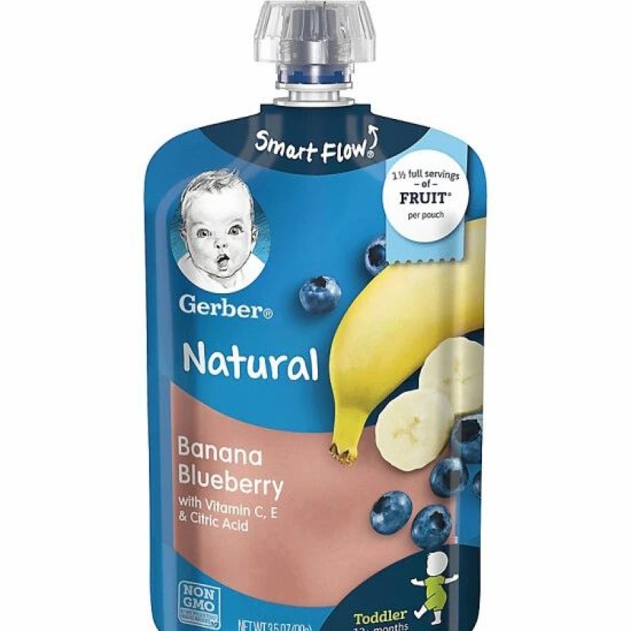 Nursing & Feeding * | Gerber 3.5 Fl. Oz. Banana And Blueberry Pouches No Color