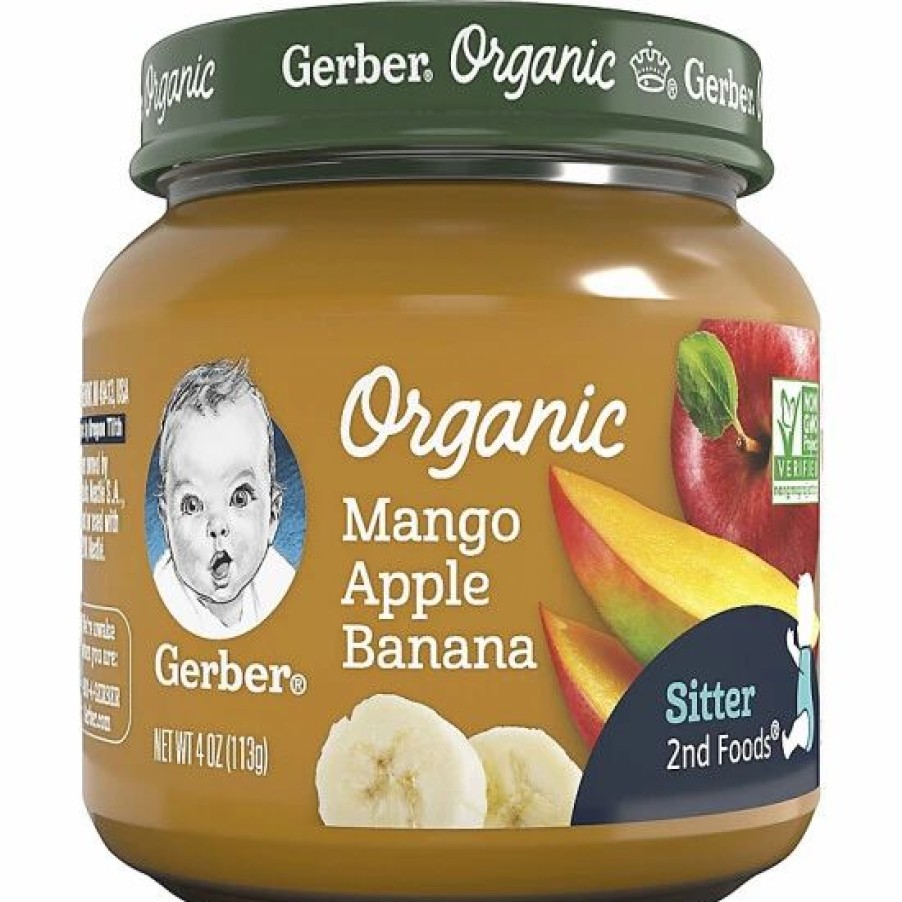 Nursing & Feeding * | Gerber 2Nd Foods 4 Oz. Organic Margo Apple Banana Baby Food No Color