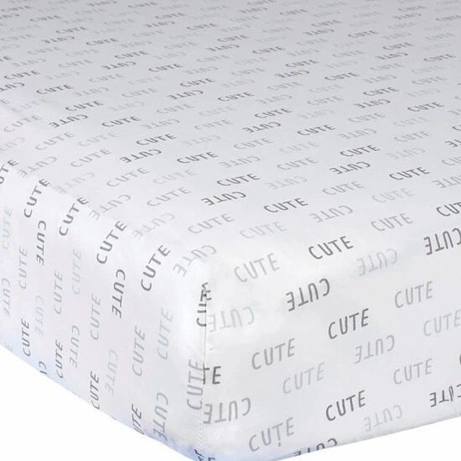 Bedding & Decor * | Gerber Lamb Cotton "Cute" Fitted Crib Sheet In Grey