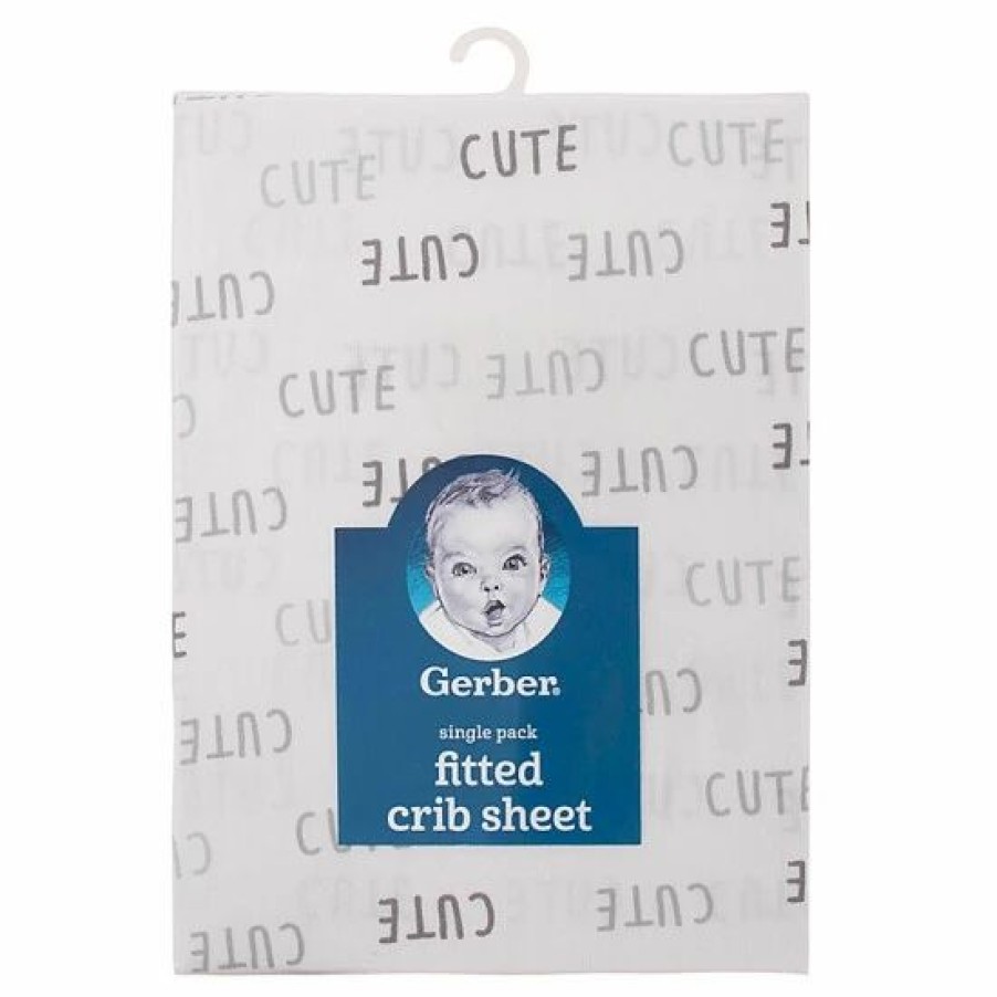 Bedding & Decor * | Gerber Lamb Cotton "Cute" Fitted Crib Sheet In Grey