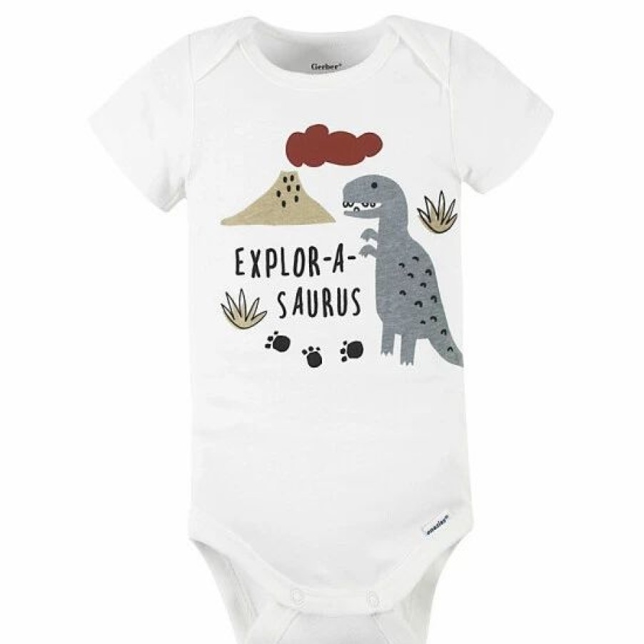 Clothing & Accessories * | Gerber Preemie 4-Piece Dino Take Me Home Set In Grey