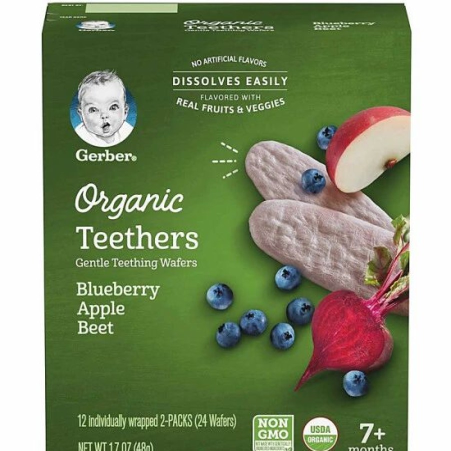 Nursing & Feeding * | Gerber Organic Teethers Gentle Teething Wafers, Blueberry Apple Beet, 1.7 Oz Varies