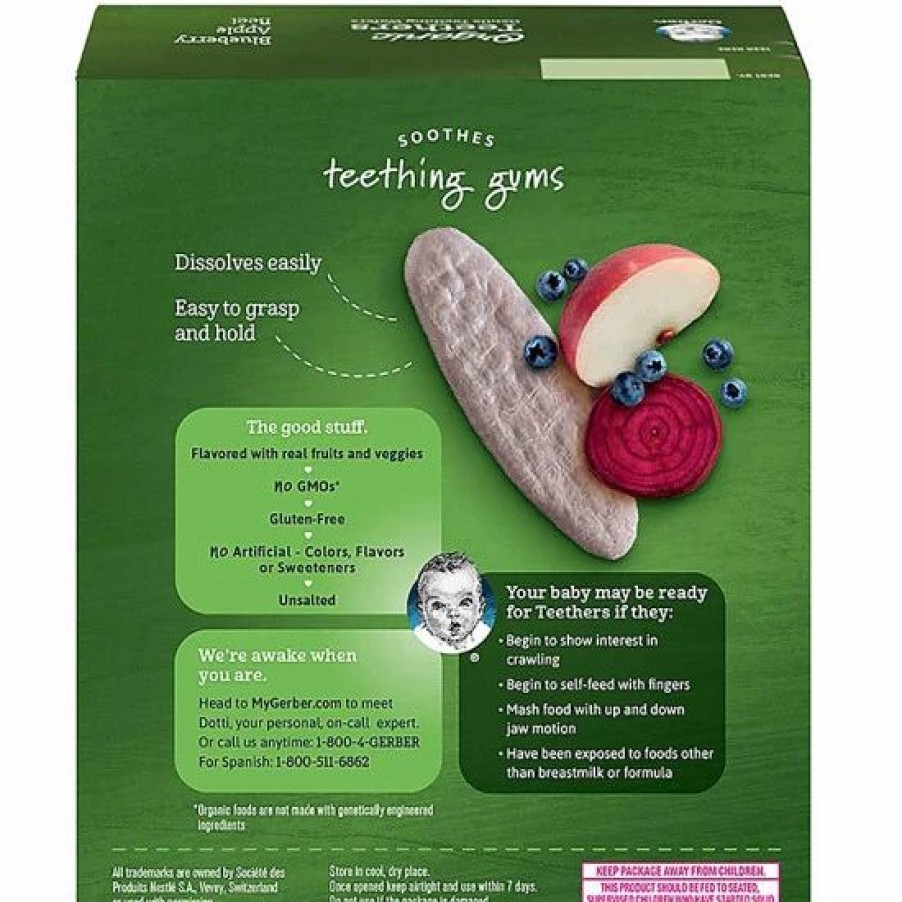 Nursing & Feeding * | Gerber Organic Teethers Gentle Teething Wafers, Blueberry Apple Beet, 1.7 Oz Varies