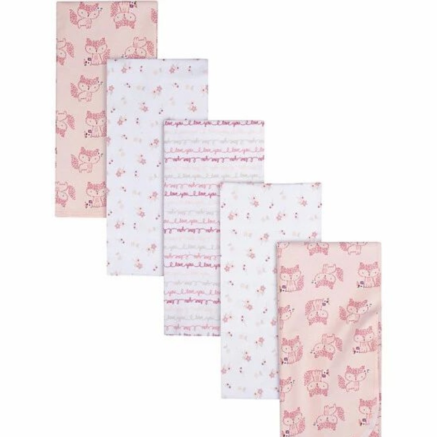 Bedding & Decor * | Gerber 5-Pack Foxes Flannel Blankets In Coral