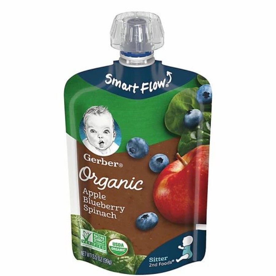 Nursing & Feeding * | Gerber Organics 2Nd Foods 3.5 Oz. Apple, Blueberry And Spinach Food Pouch No Color