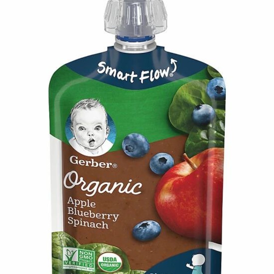 Nursing & Feeding * | Gerber Organics 2Nd Foods 3.5 Oz. Apple, Blueberry And Spinach Food Pouch No Color