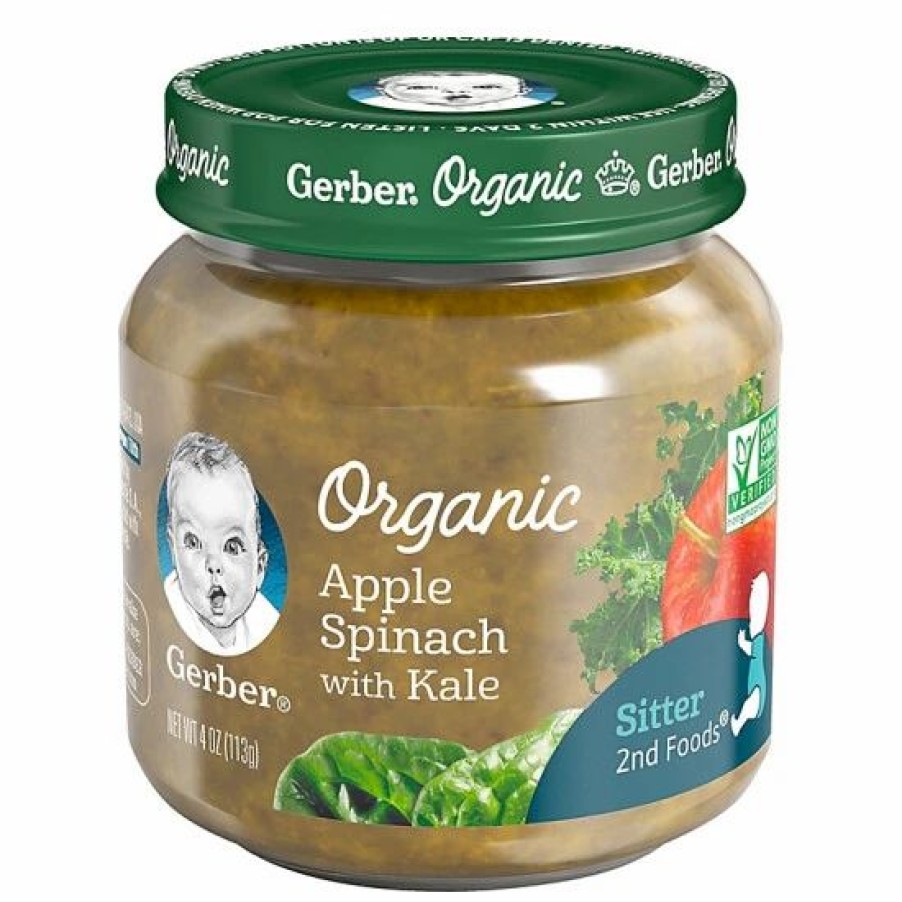 Nursing & Feeding * | Gerber 2Nd Foods Organic 4 Oz. Apple Spinach With Kale Baby Food No Color