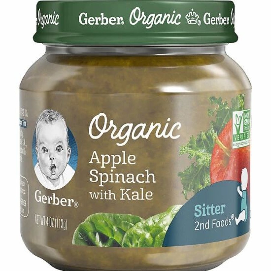 Nursing & Feeding * | Gerber 2Nd Foods Organic 4 Oz. Apple Spinach With Kale Baby Food No Color