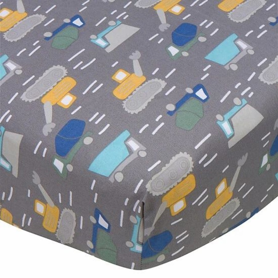 Bedding & Decor * | Gerber Trucks Fitted Crib Sheet In Grey