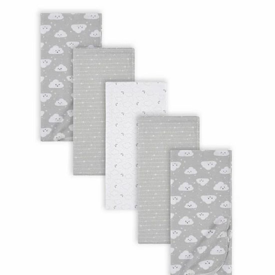 Bedding & Decor * | Gerber 5-Pack Clouds Flannel Blankets In Grey