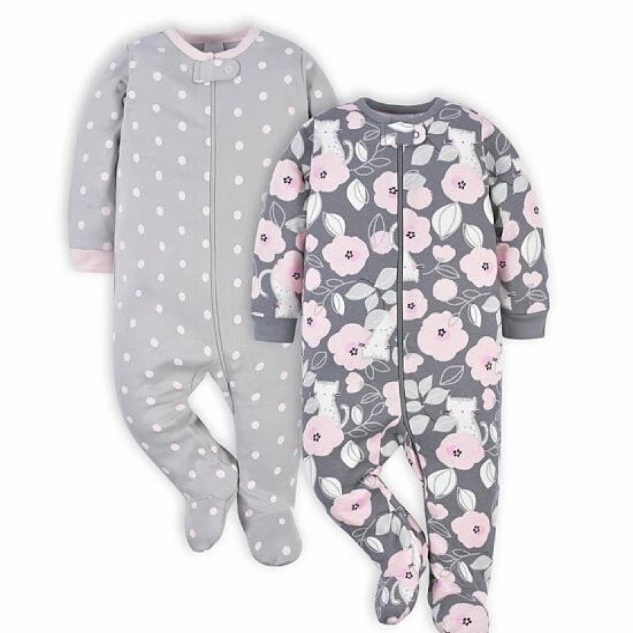 Clothing & Accessories * | Gerber 2-Pack Floral Sleep 'N Plays In Grey/Black