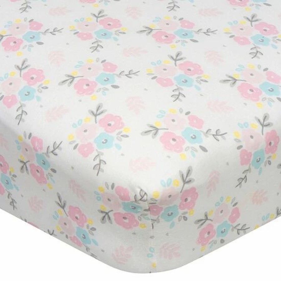 Bedding & Decor * | Gerber Floral Princess Fitted Crib Sheet In White