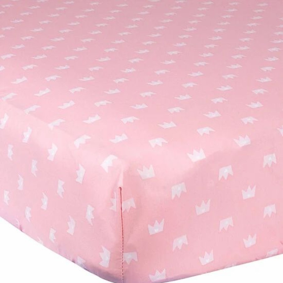 Bedding & Decor * | Gerber Princess Cotton Crown Fitted Crib Sheet In Pink