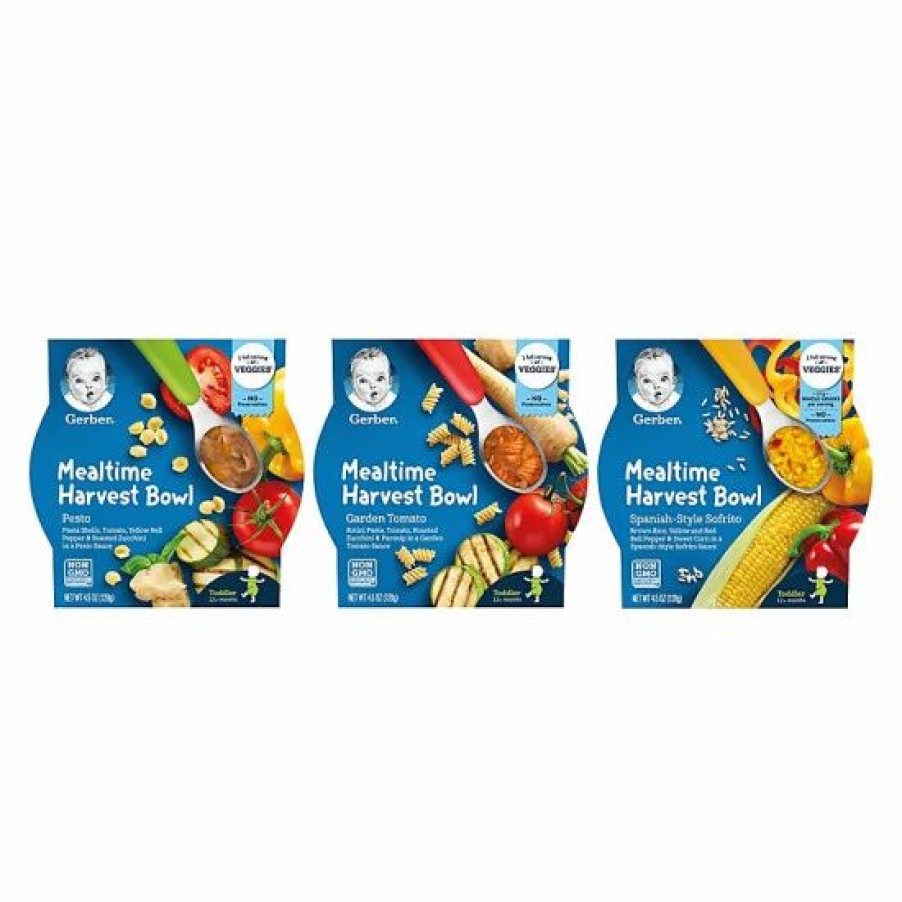 Nursing & Feeding * | Gerber Meal Bowls Variety Pack, 1 Pesto 4.5 Oz, 1 Garden Tomato 4.5 Oz, 1 Spanish Sofritos 4.5 Oz, 1 Ct Varies