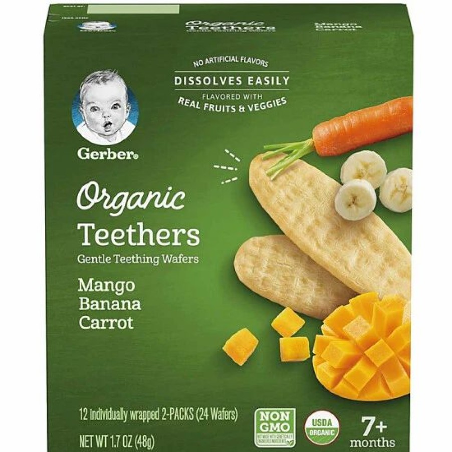 Nursing & Feeding * | Gerber Organic Teethers Gentle Teething Wafers, Mango Banana Carrot, 1.7 Oz Varies