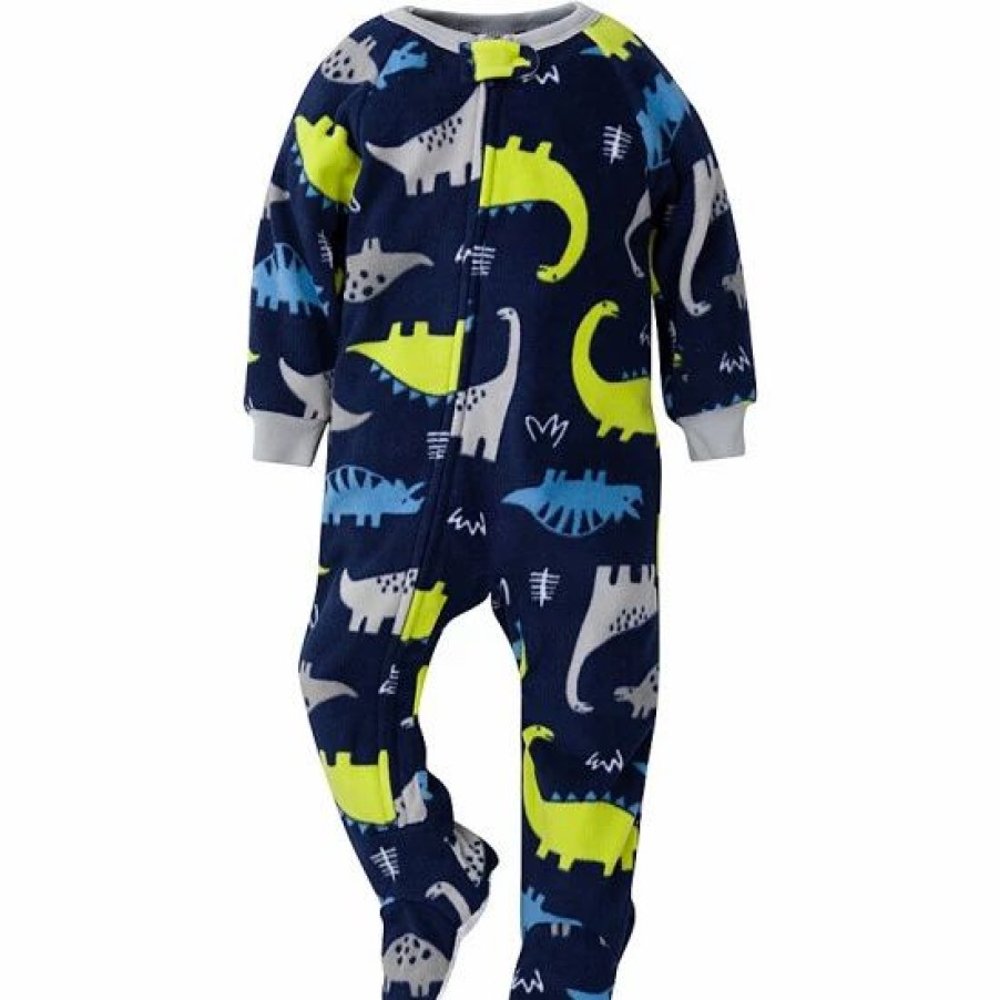 Clothing & Accessories * | Gerber Size 24M Dinosaurs Microfleece Blanket Sleeper In Blue