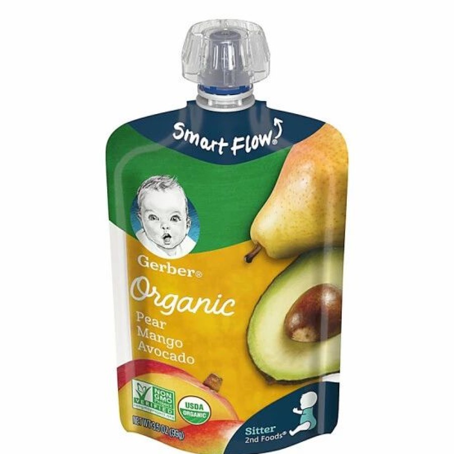 Nursing & Feeding * | Gerber 2Nd Foods 3.5 Oz. Smart Flow Organic Pear Mango Avocado Pouch No Color