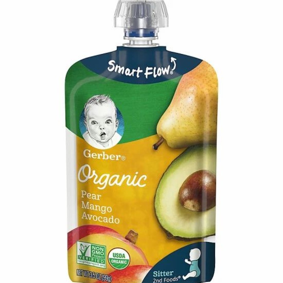 Nursing & Feeding * | Gerber 2Nd Foods 3.5 Oz. Smart Flow Organic Pear Mango Avocado Pouch No Color