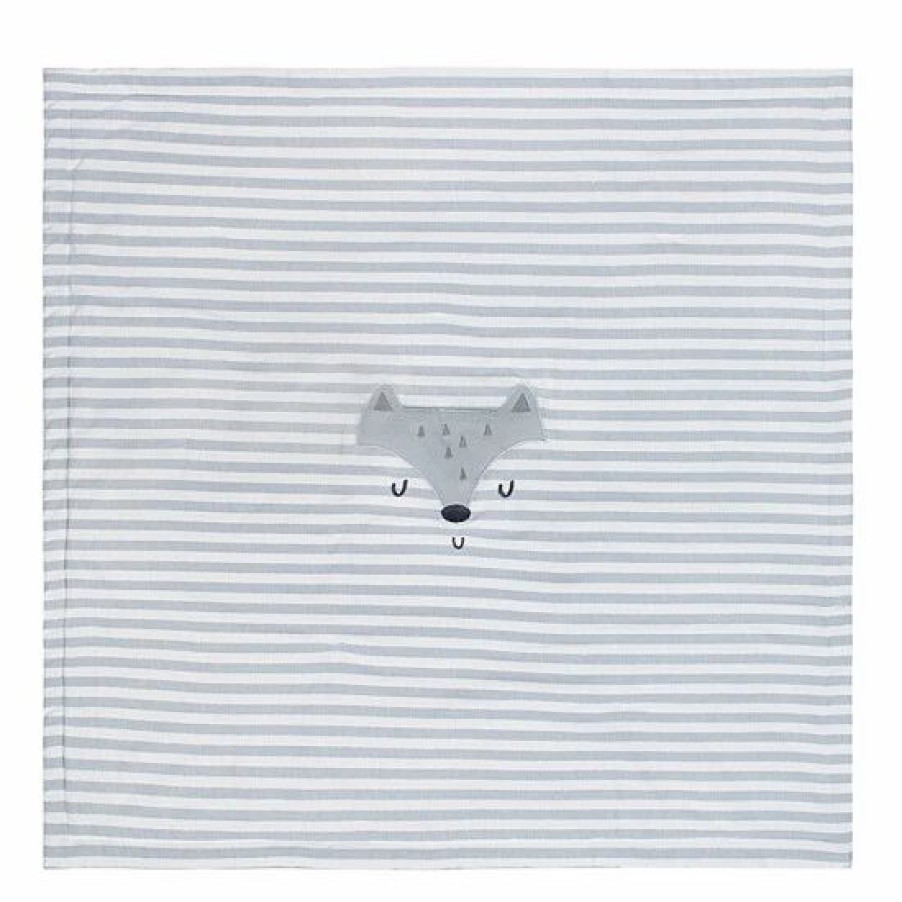 Bedding & Decor * | Gerber Fox Animal Face Organic Cotton Blanket In Grey