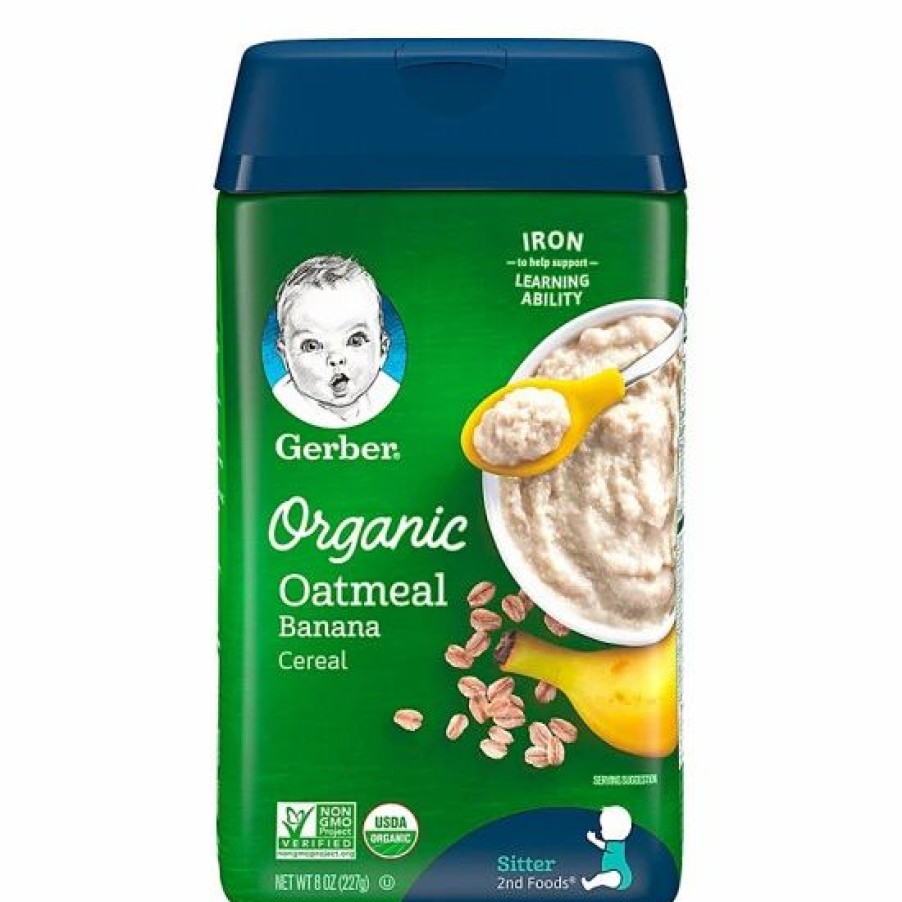 Nursing & Feeding * | Gerber 8 Oz. Organic Oatmeal Banana Baby Cereal No Color