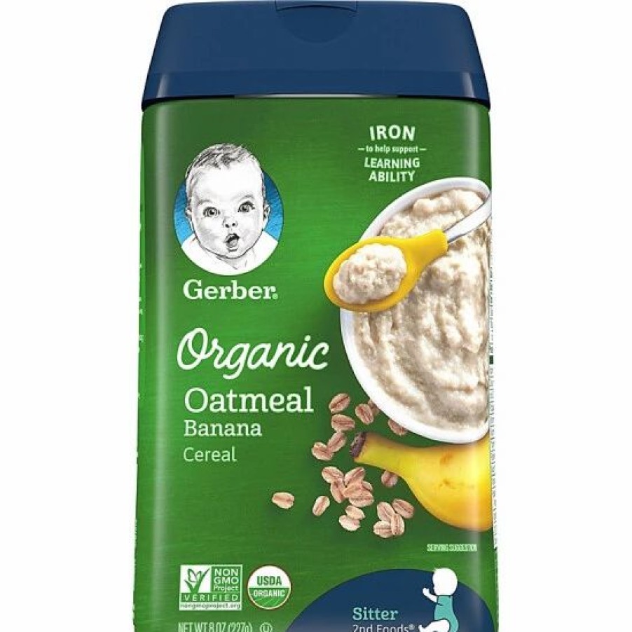 Nursing & Feeding * | Gerber 8 Oz. Organic Oatmeal Banana Baby Cereal No Color