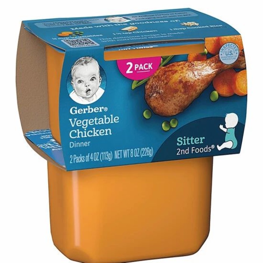 Nursing & Feeding * | Gerber 2Nd Foods 3.5 Oz. Vegetable Chicken (2-Pack) No Color