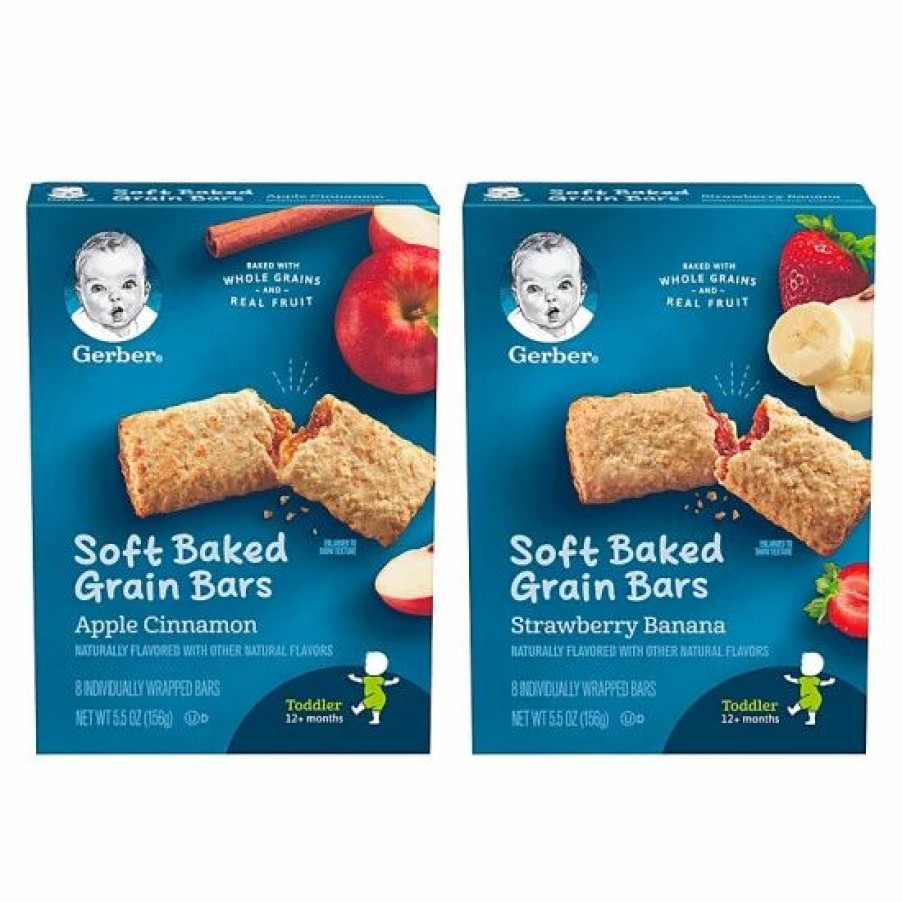 Nursing & Feeding * | Gerber Soft Baked Grain Bars Variety Pack, 1 Apple Cinnamon, 1 Strawberry Banana, 2 Ct Varies