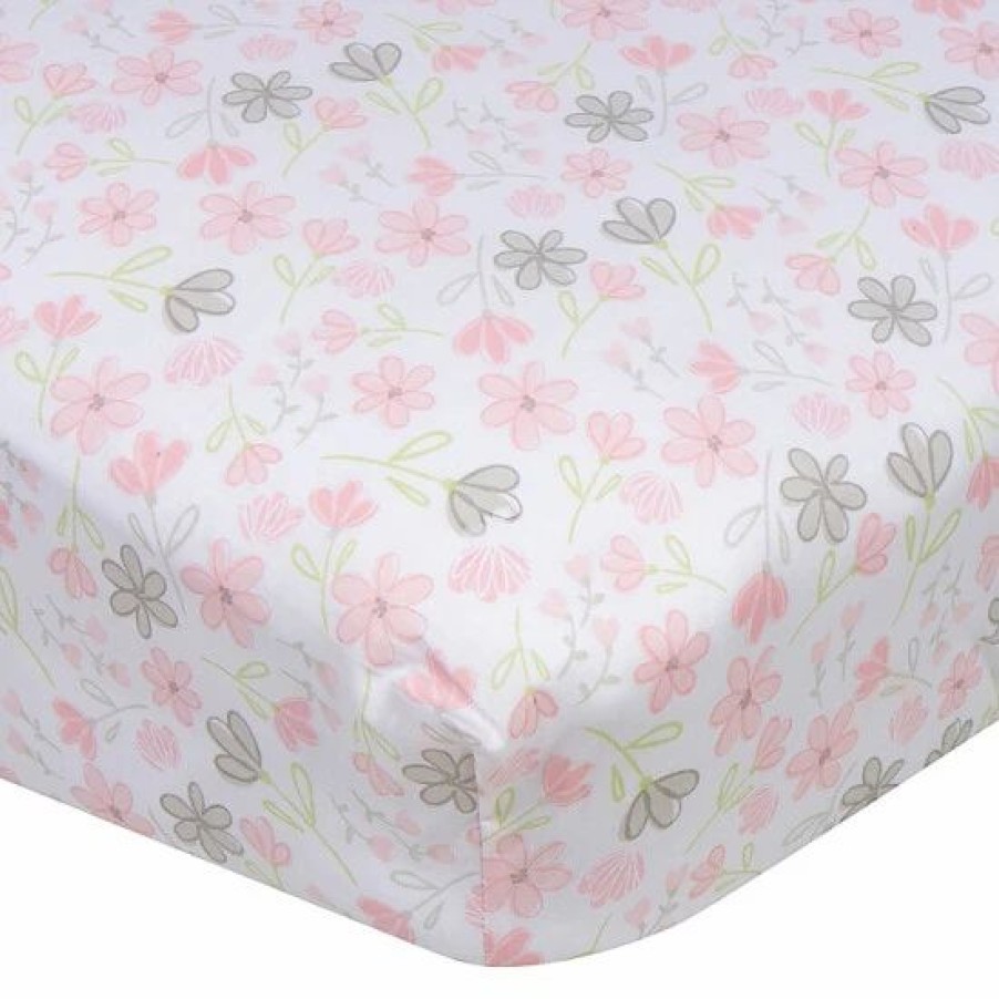 Bedding & Decor * | Gerber Flowers Fitted Crib Sheet In White