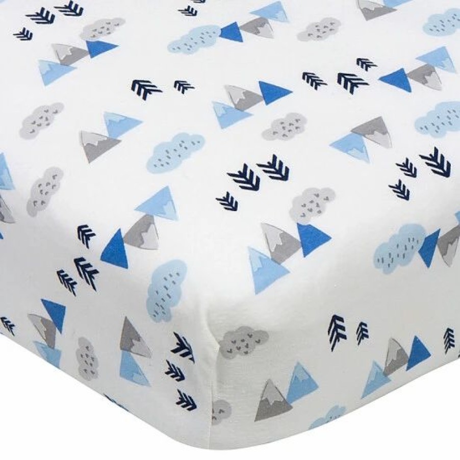 Bedding & Decor * | Gerber Mountains Fitted Crib Sheet In Blue