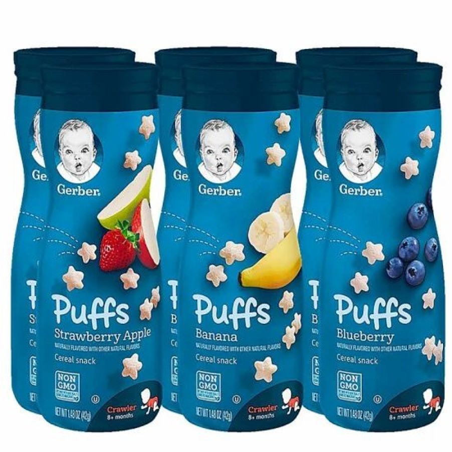 Nursing & Feeding * | Gerber Puffs Cereal Snack Variety Pack, 2 Strawberry Apple, 2 Banana, 2 Blueberry, 6 Ct Varies