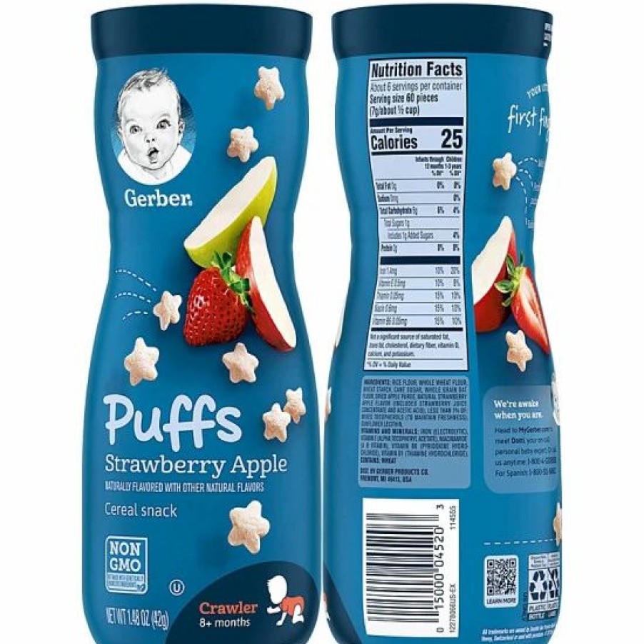 Nursing & Feeding * | Gerber Puffs Cereal Snack Variety Pack, 2 Strawberry Apple, 2 Banana, 2 Blueberry, 6 Ct Varies