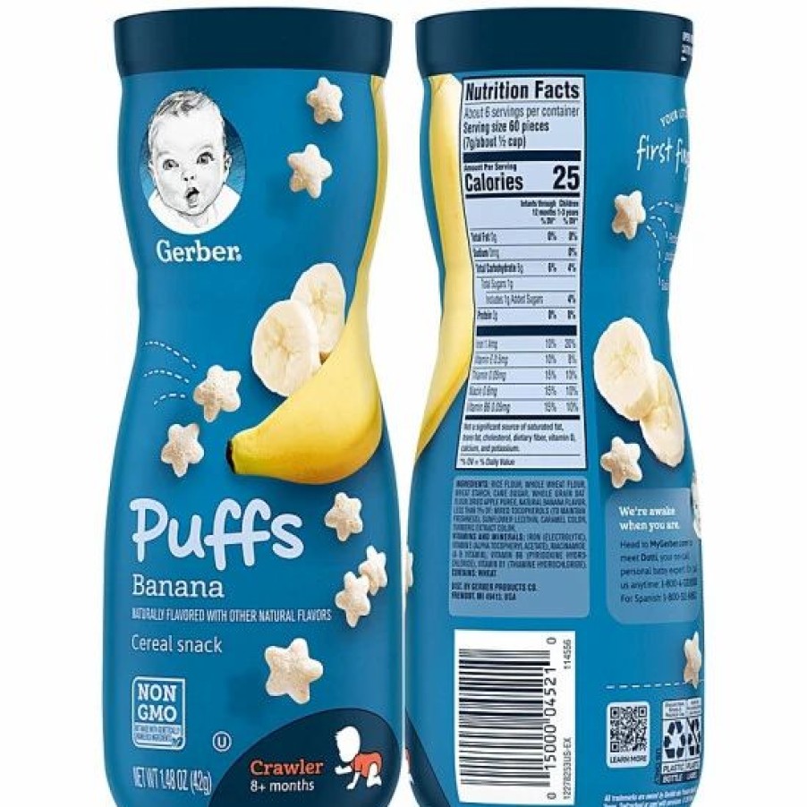 Nursing & Feeding * | Gerber Puffs Cereal Snack Variety Pack, 1 Banana, 1 Vanilla, 1 Blueberry, 3 Ct Varies