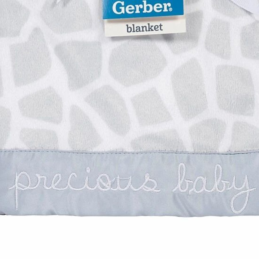 Bedding & Decor * | Gerber Giraffe Plush Blanket In /White Grey