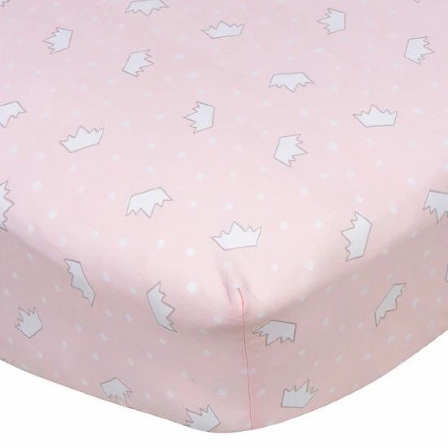 Bedding & Decor * | Gerber Princess Crowns Cotton Fitted Crib Sheet In Pink