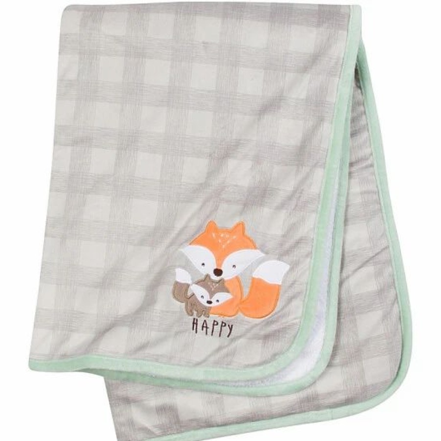 Bedding & Decor * | Gerber Happy Fox Plush Blanket In Grey