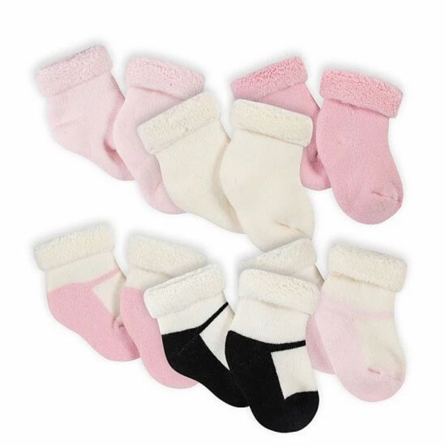 Clothing & Accessories * | Gerber Size 0-3M 6-Pack Leopard Wiggle-Bootie Socks In Pink