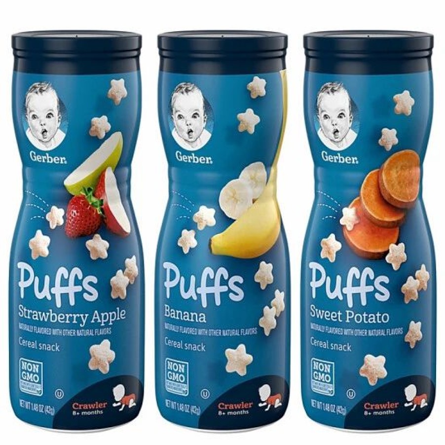 Nursing & Feeding * | Gerber Puffs Cereal Snack Variety Pack, 1 Strawberry Apple, 1 Banana, 1 Sweet Potato, 3 Ct Varies