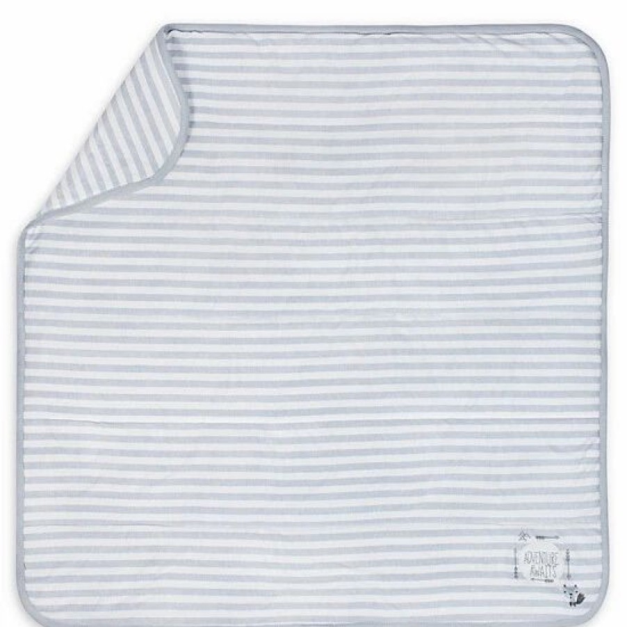 Bedding & Decor * | Gerber Striped "Adventure Awaits" Organic Cotton Blanket In /Ivory Grey