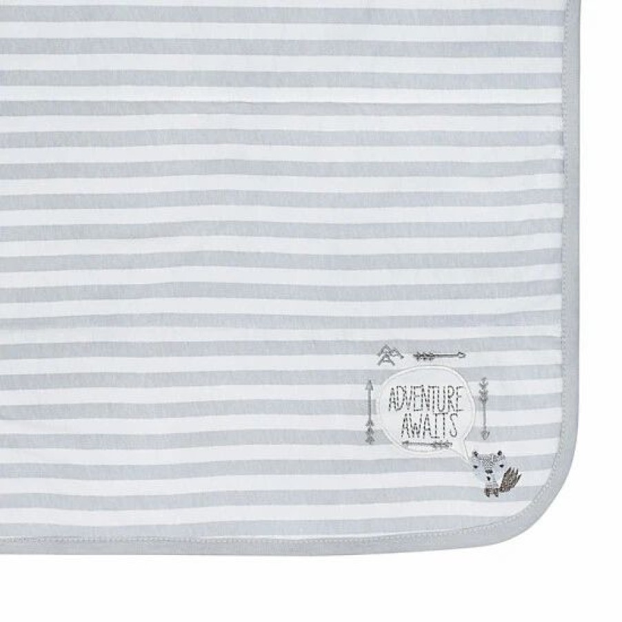 Bedding & Decor * | Gerber Striped "Adventure Awaits" Organic Cotton Blanket In /Ivory Grey