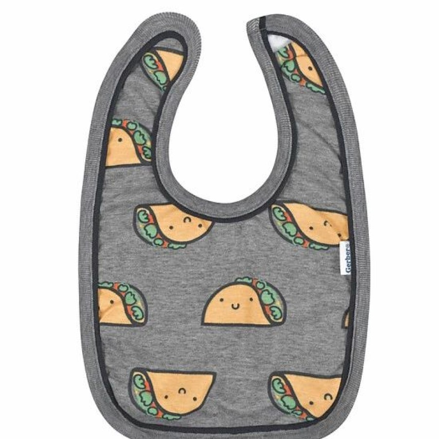 Nursing & Feeding * | Gerber 3-Piece Taco Bibs & Burp Set In Grey