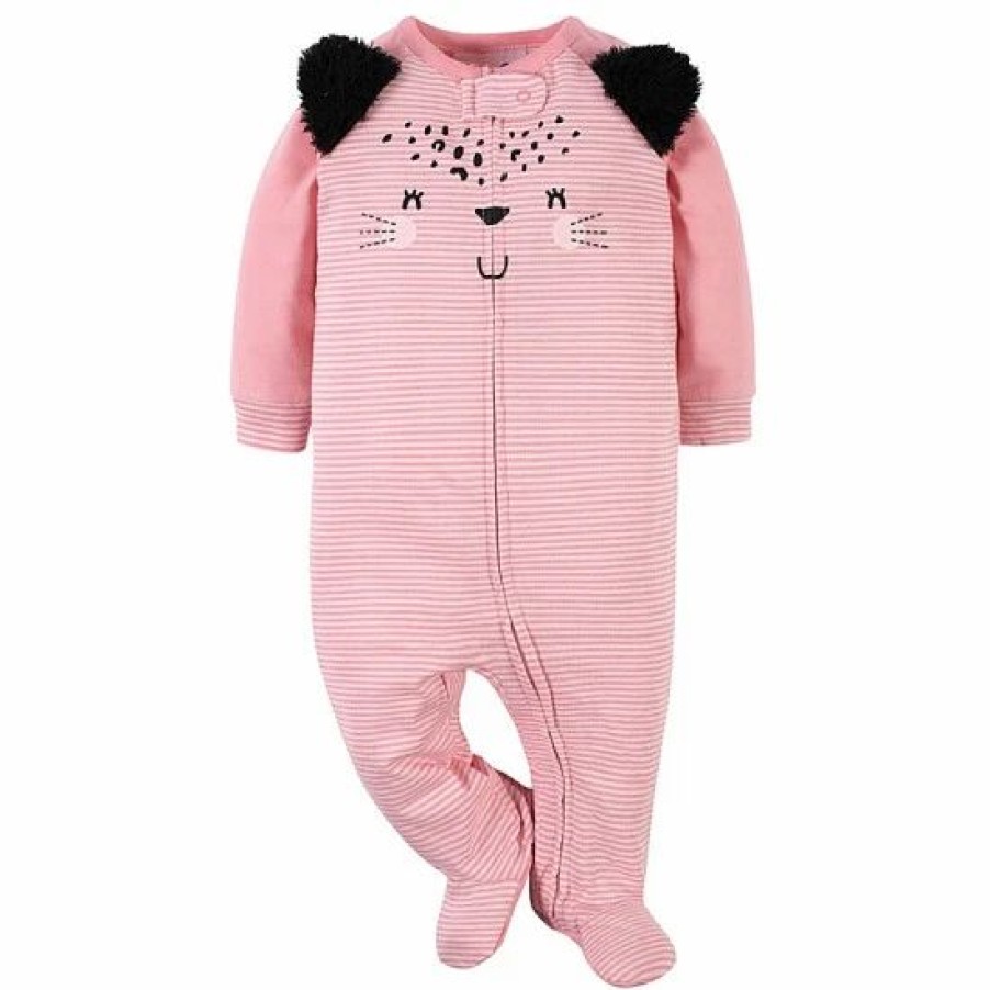 Clothing & Accessories * | Gerber Preemie 2-Pack Leopard Sleep 'N Play Footies In Pink