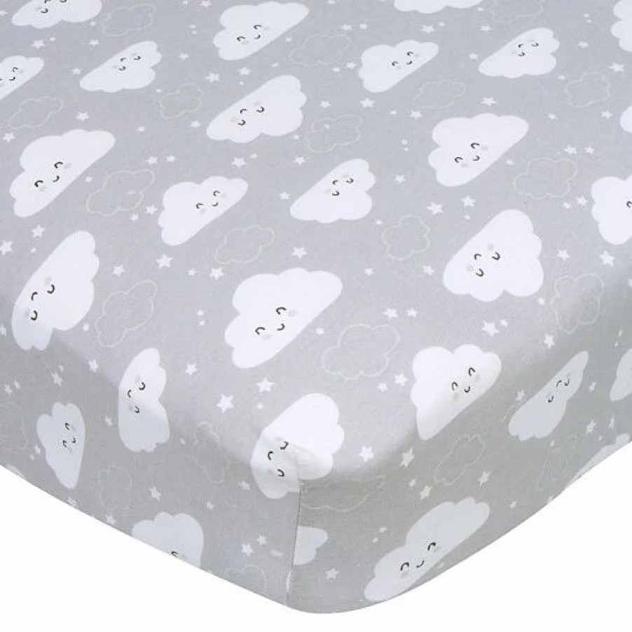 Bedding & Decor * | Gerber Clouds Fitted Crib Sheet In Grey