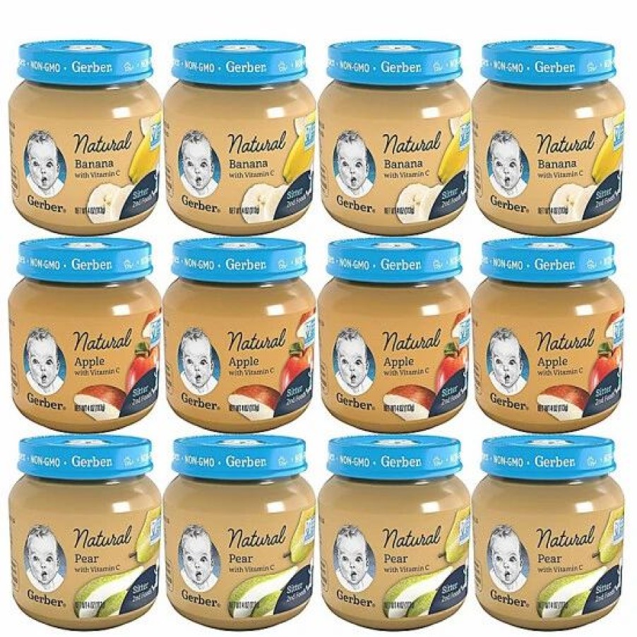 Nursing & Feeding * | Gerber 2Nd Foods Natural Jars Variety Pack, 4 Apple, 4 Pear, 4 Banana, 12 Ct Varies