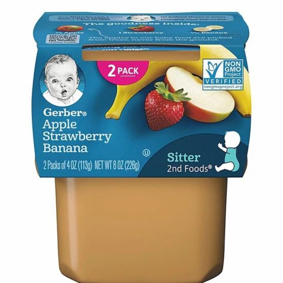 Nursing & Feeding * | Gerber 2Nd Foods 2-Pack 4 Oz. Apple Strawberry Banana Baby Food No Color