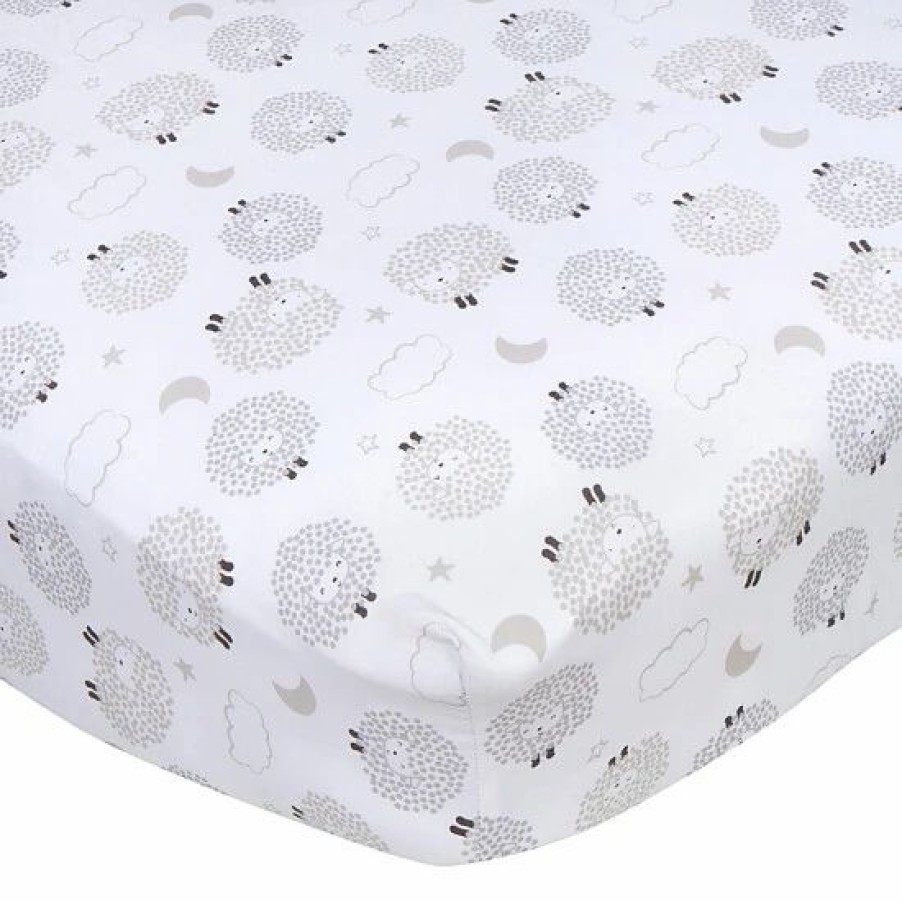 Bedding & Decor * | Gerber Sheep Fitted Crib Sheet In White